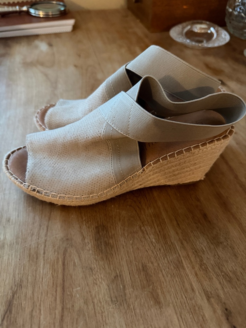 Gentle Souls Women's Beige Espadrille Wedge Sandals